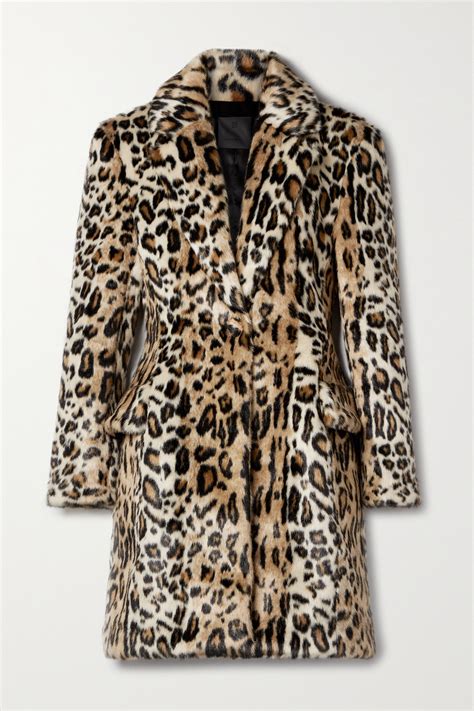 givenchy leopard|Coat in fur with snow leopard print .